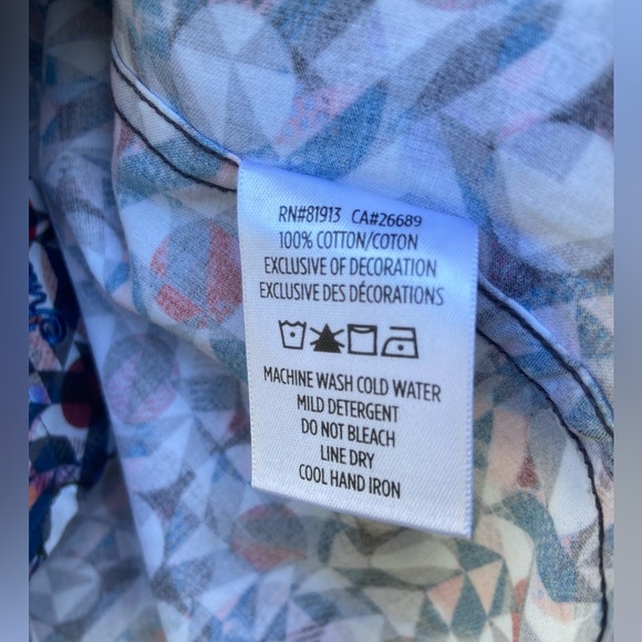 Robert Graham Faro Kaleidoscope Long Sleeve Shirt Paisley Flip Cuff Button Front - Picture 12 of 12